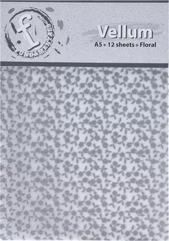 Vellum A5 med silverfärgat blommönster