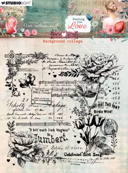 Studio Light Sending You Love Clear Stamps Background Collage