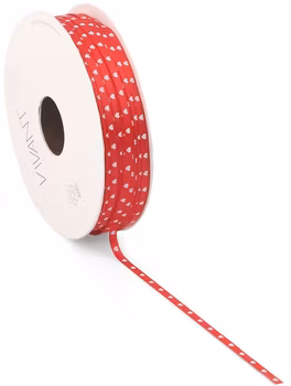 Vivant Band "Small Love" Rött satinband med vita hjärtan