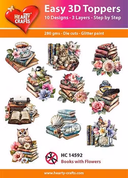 Easy 3D Toppers "Books with flowers"