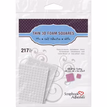 Scrapbook Adhesives - 3D Foam Squares Thin White Mix 1 mm