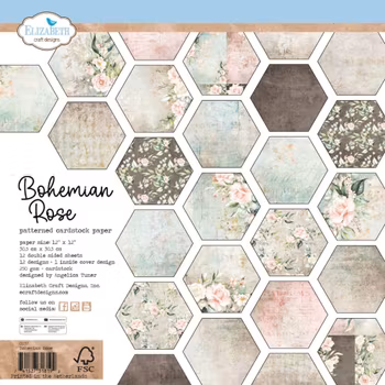 Elizabeth Craft Designs Bohemian Rose 12x12 Inch Patterned Cardstock Paper
