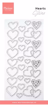 Marianne Design Pearls "Hearts rhinestones - silver"