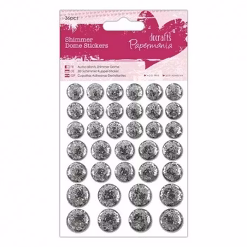 Docrafts Papermania - Shimmer Dome Stickers - Silver