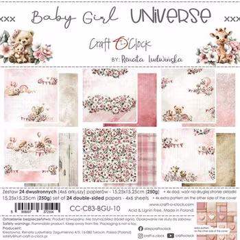 Craft O'Clock Paper Pack "Baby girl universe - 15,25x15,25cm"