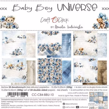 Craft O'Clock Paper Pack "Baby boy universe - 15,25x15,25cm"