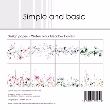 Simple and Basic Design Papers "Watercolour Meadow Flowers"