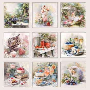 Reprint - Summer Garden, Tags Klippark - 12x12 (30,5 x 30,5 cm)