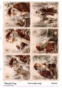 Miankas Scrap klippark - Tomte med djur vintage