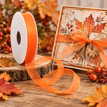 Vivant Organza band - Orange, 7 mm