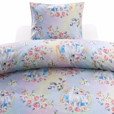 Spirit Rosa Unicorn Bäddset  Borganäs of Sweden Enkeltäcke 150x210
