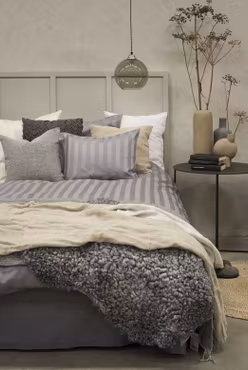 Satin Ljusgrå Bäddset Borganäs of Sweden Enkeltäcke 150x210