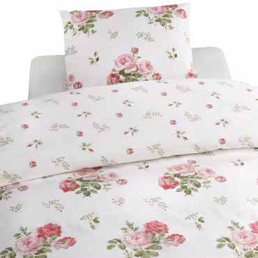 New Dawn Blommor Rosa Bäddset Enkeltäcke 150x210 Borganäs of Sweden