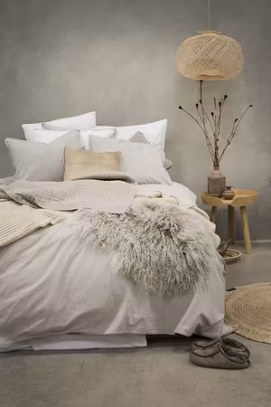 Washed Beige Bäddset Borganäs of Sweden Enkeltäcke 150x210