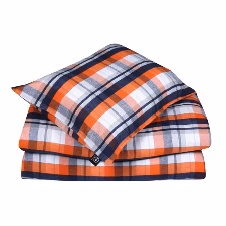 Påslakanset Lindvallen Orange/Blå 150x210 cm – Återvunnet flanellbäddset  By Wille