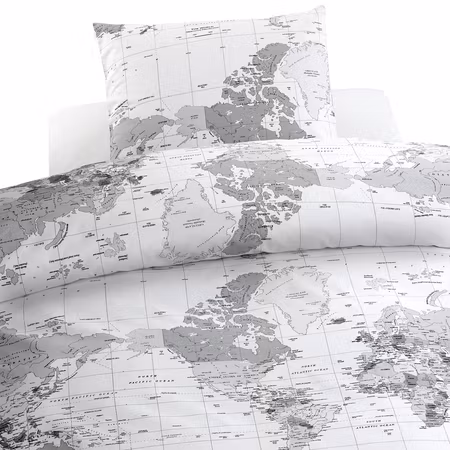 Bäddset Big World Grå 150x210 cm enkeltäcke Borganäs of Sweden