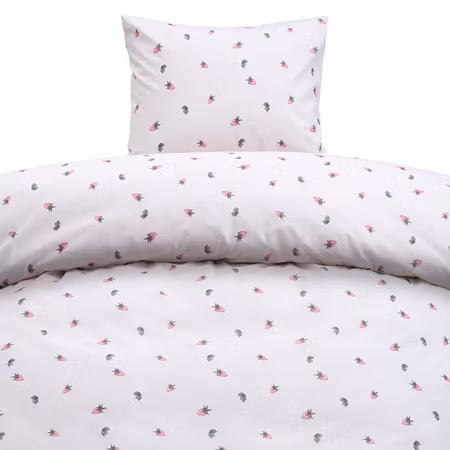 Jordgubbsdröm Röd Bäddset  Borganäs of Sweden Enkeltäcke 150x210