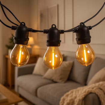 LY Sweden Indoor String Lights 10 m with 20 Replaceable G45 LED Bulbs – Extendable – Dimmable