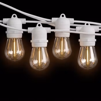 LY Sweden Premium White Outdoor Festoon Lights – Round Cable – 5m to 25m with Replaceable E27 Bulbs