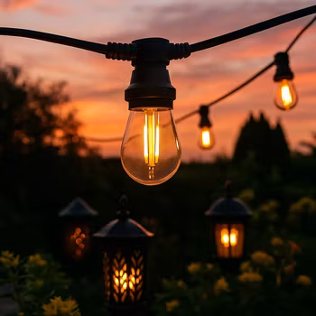 LY Sweden Premium Outdoor String Lights with Flat Cable - 5m to 100m with Replaceable E27 Bulbs