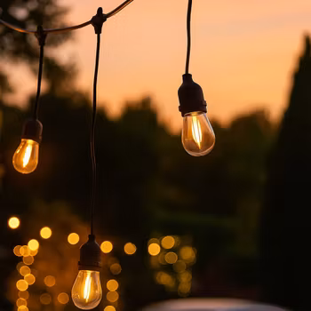 LY Sweden Outdoor string lights with hanging sockets 10 m with 20 interchangeable LED bulbs