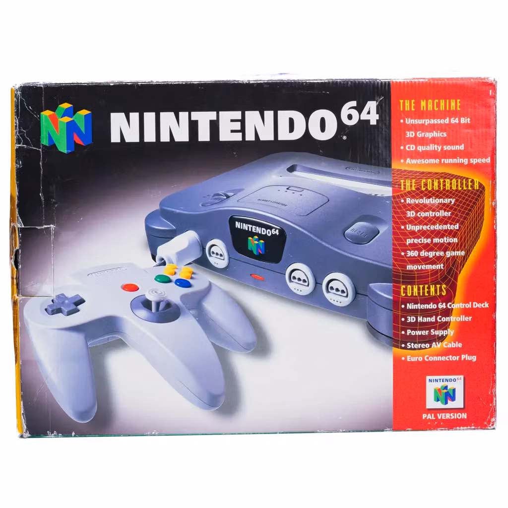 Nintendo 64 konsoll pakke (N64) i orginal eske (med gamepak)