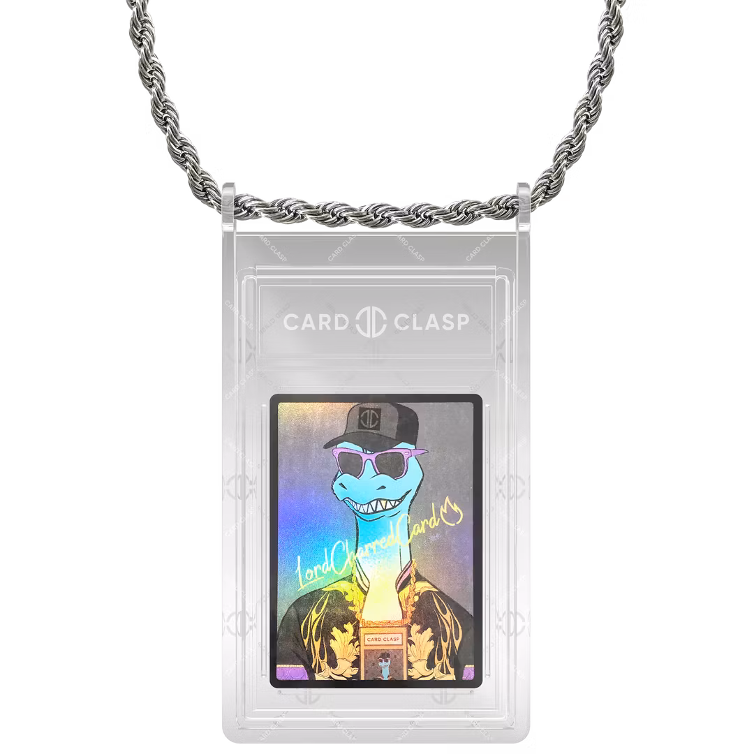Card Clasp Slab Holder Necklace: Comet Clear