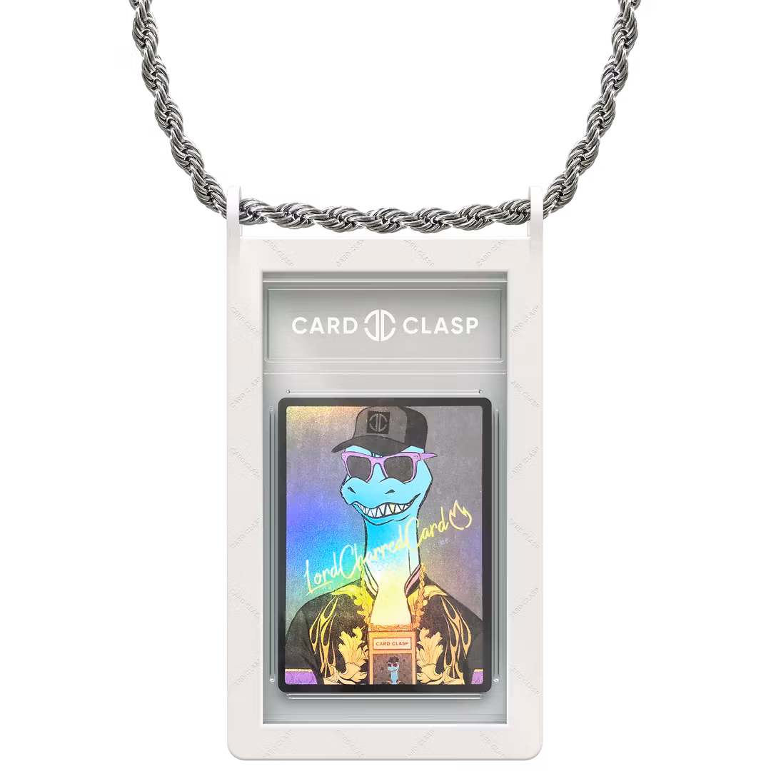 Card Clasp Slab Holder Necklace: Moon White