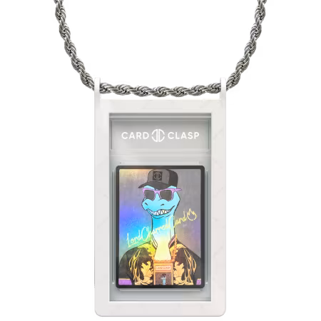 Card Clasp Slab Holder Necklace: Moon White