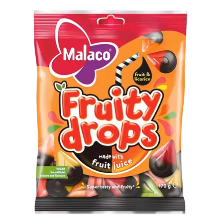 Malaco Fruity Drops Fruit Licorice 170g