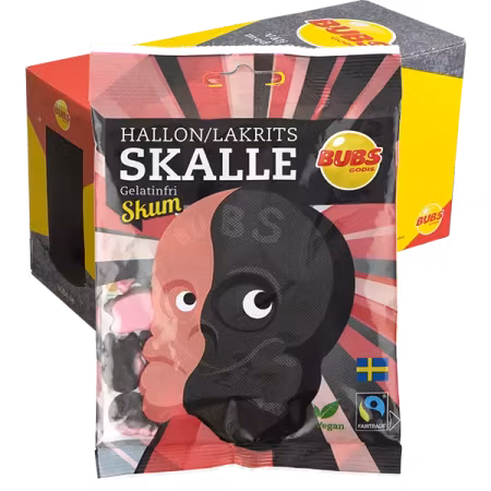Bubs Hallonlakrits Skalle Skum 90g x 12s