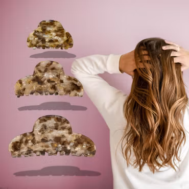 Hårklämmor 3-pack Camel