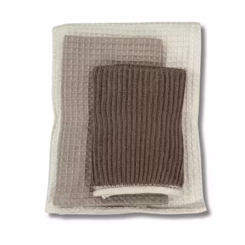 Kökshandduk och kökstrasor 3-pack-Brun