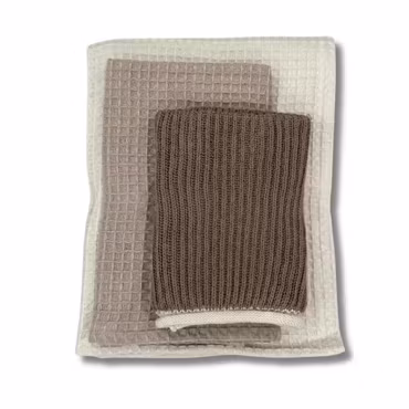 Kökshandduk och kökstrasor 3-pack-Brun