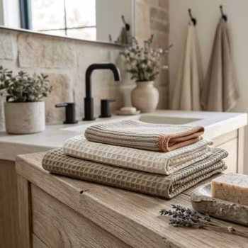 Kökshandduk och kökstrasor 3-pack-Beige