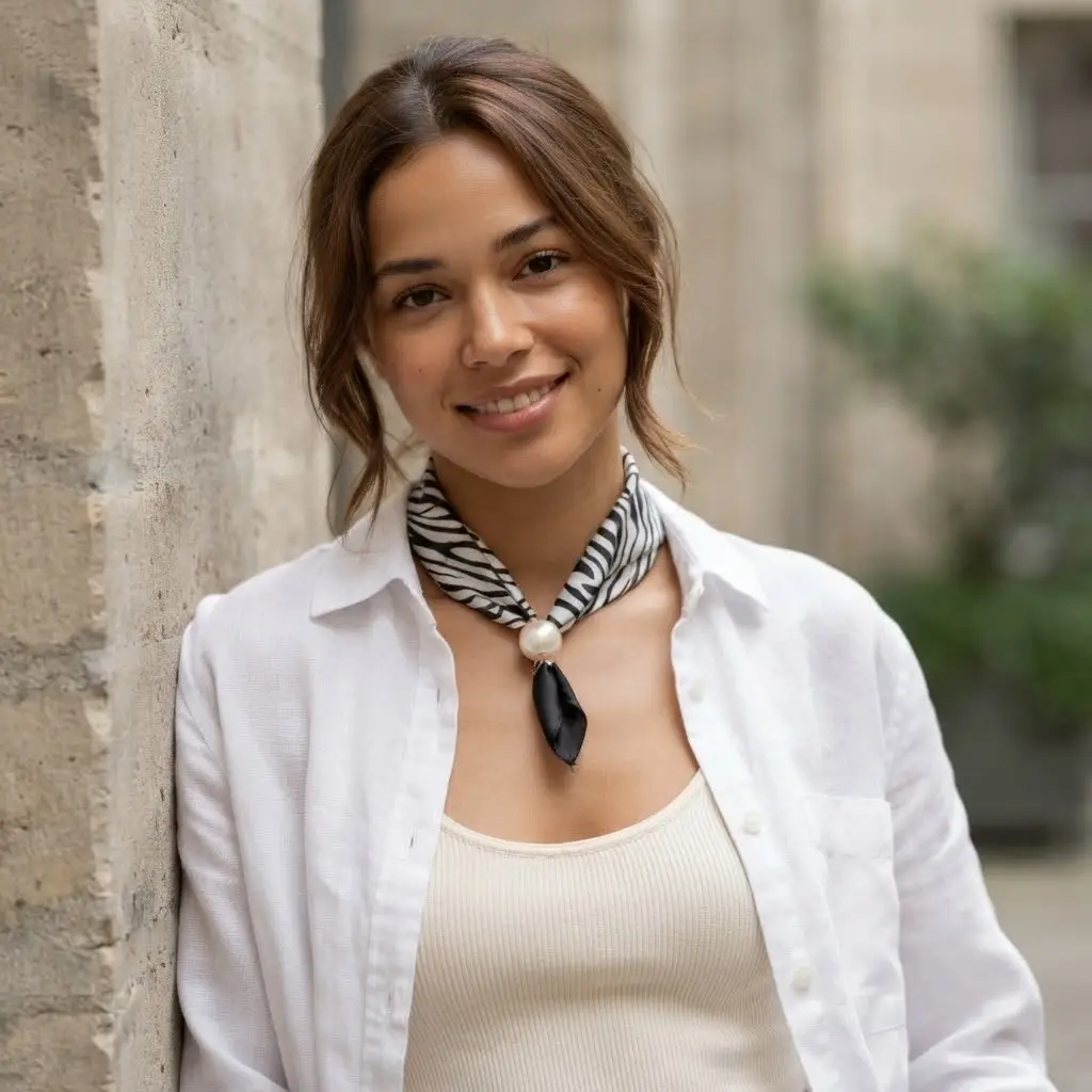 Scarf med magnetiskt pärllås – Zebra