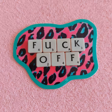 Klistermärke - Fuck off leo turkos kant