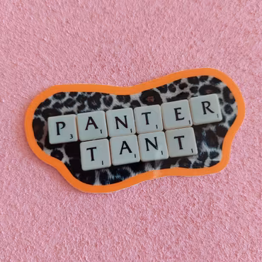 Klistermärke - Pantertant (orange rundad kant)