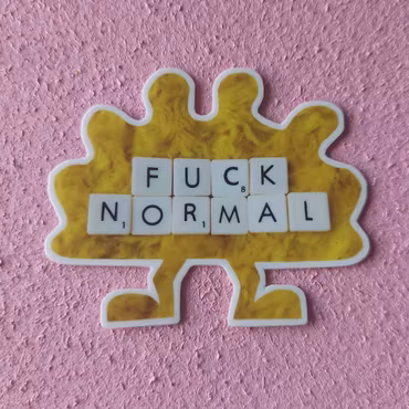 Klistermärke - Fuck normal, gul