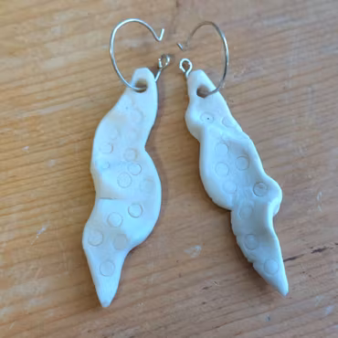 Örhängen - porslin - vit