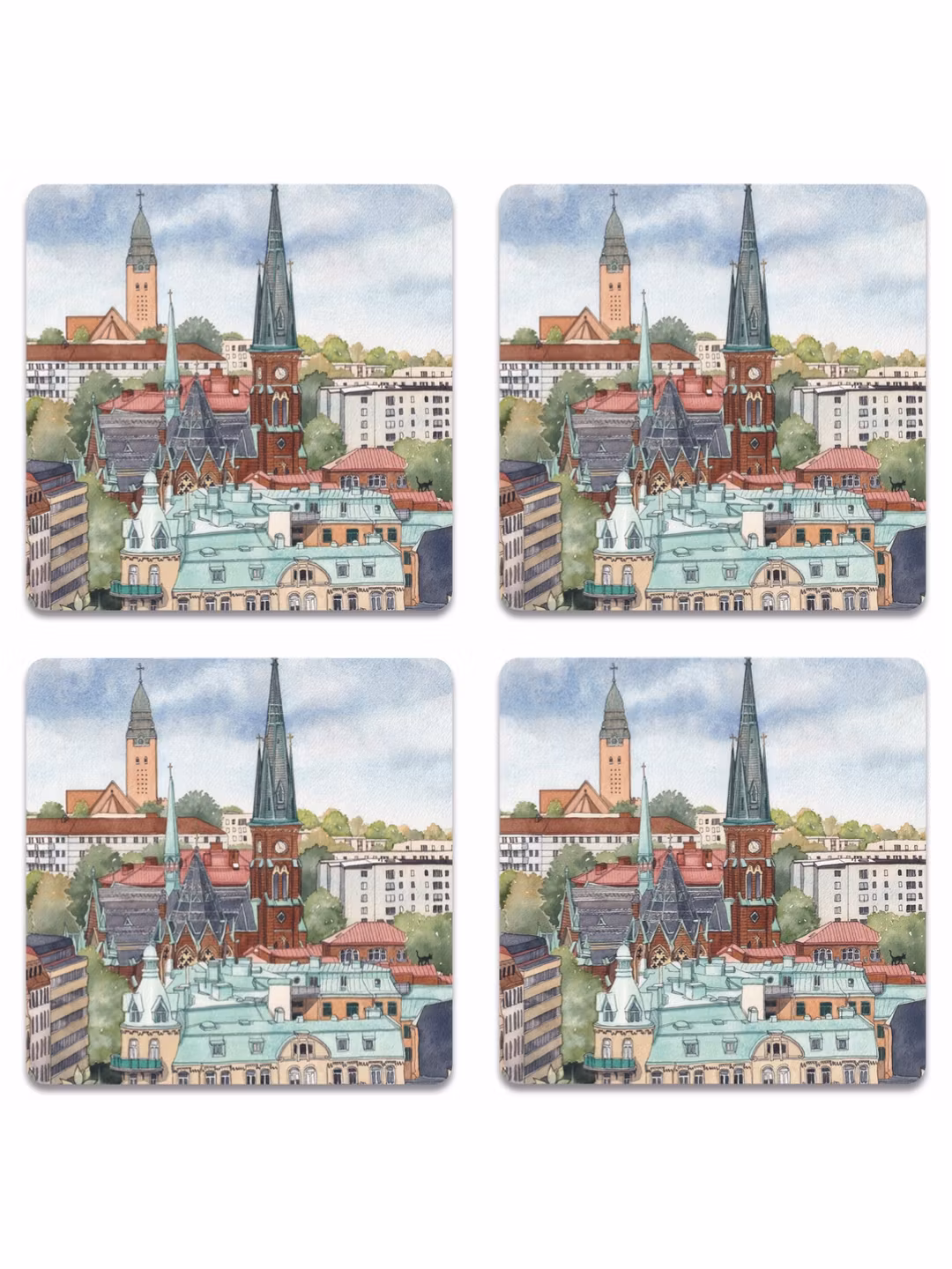 Glasunderlägg 4-pack Linné