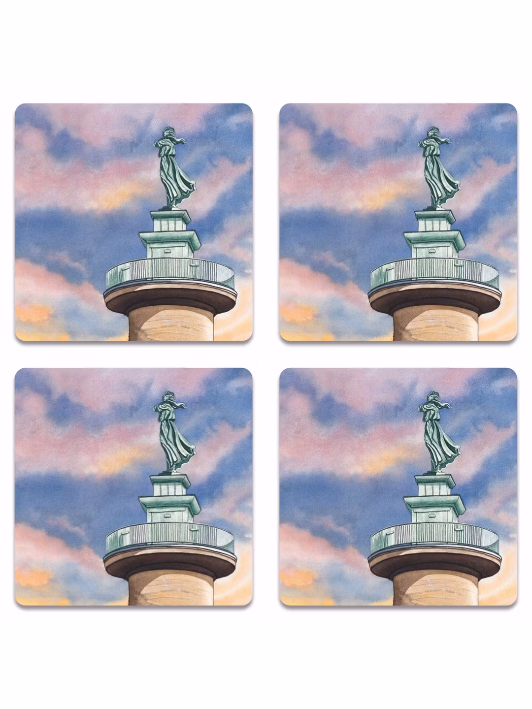 Glasunderlägg 4-pack Kvinna vid havet