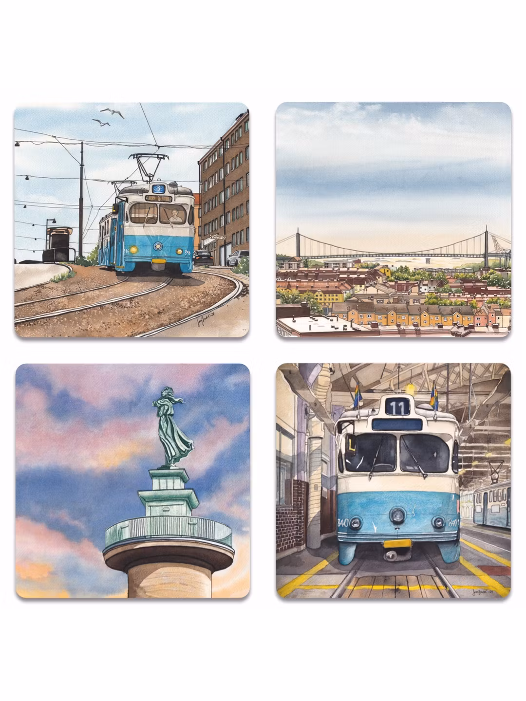 Glasunderlägg 4-pack Majorna