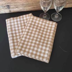Kökshanddukar 2pack Rutan beige