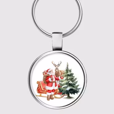 Nyckelring Tomte med släde
