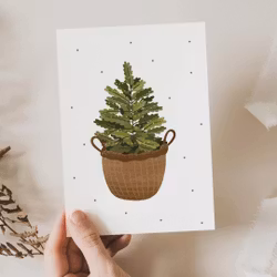 Vykort Julgran i korg