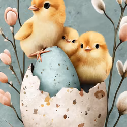 Vykort Påsk kycklingar