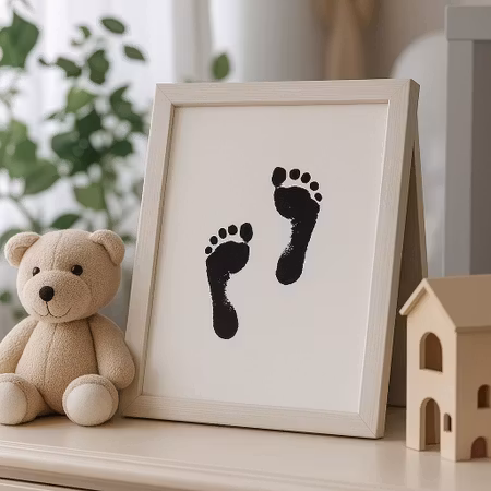 Fot- och handavtryckstavla för barn – Klassisk vit