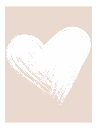 Fot- och handavtryckstavla för barn – Hjärta vit