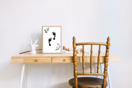 Fot- och handavtryckstavla för barn – Löv